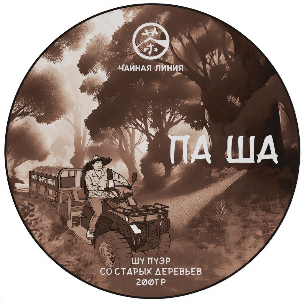 Прессованный шу пуэр - Шу пуэр со старых деревьев гор Паша марки "Чайная Линия" 200 г