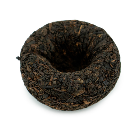 Прессованный шу пуэр - Шу пуэр 2022 г. "Черное золото Баньчжан" завода "Чжоуши " 100 г, 